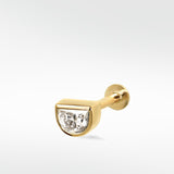 Half Moon Shield Diamond Earring