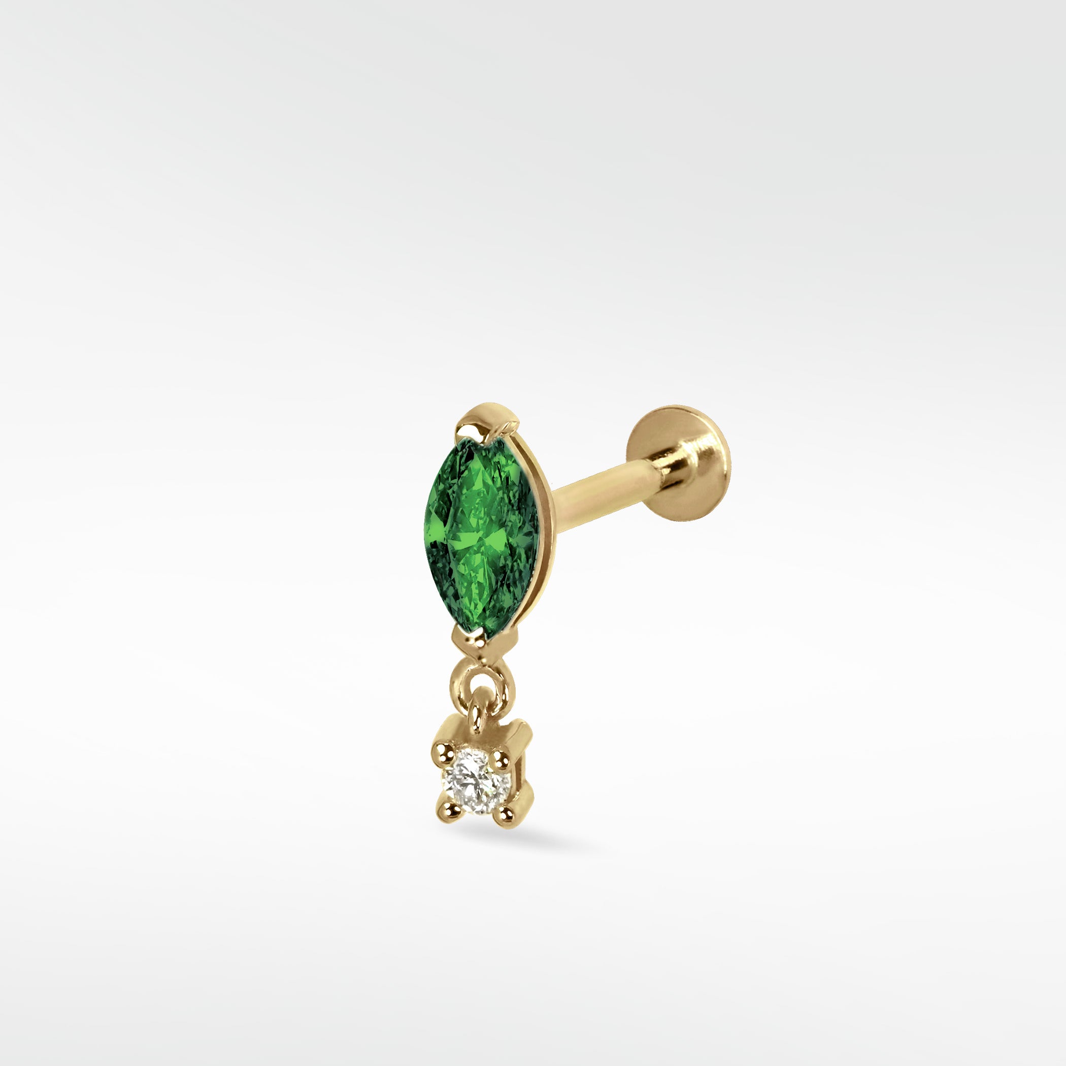 Quiet Luxury  Emerald Stud and Diamond Drop
