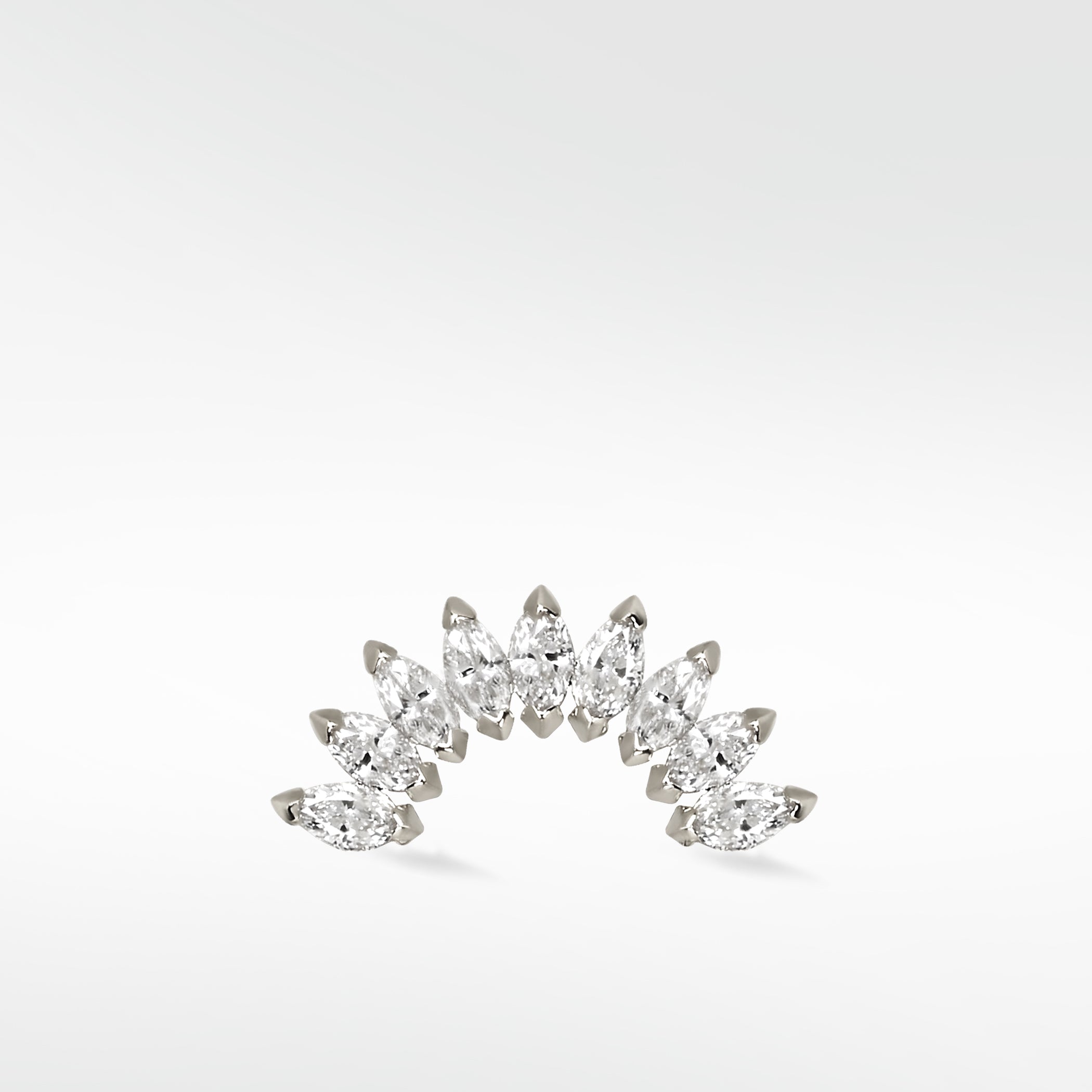Stately Marquise Diamond Crescent Earring
