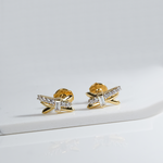 Diamond Cross Gold Studs