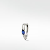 Marquise Set Knife Edged Hoop - Blue Sapphire