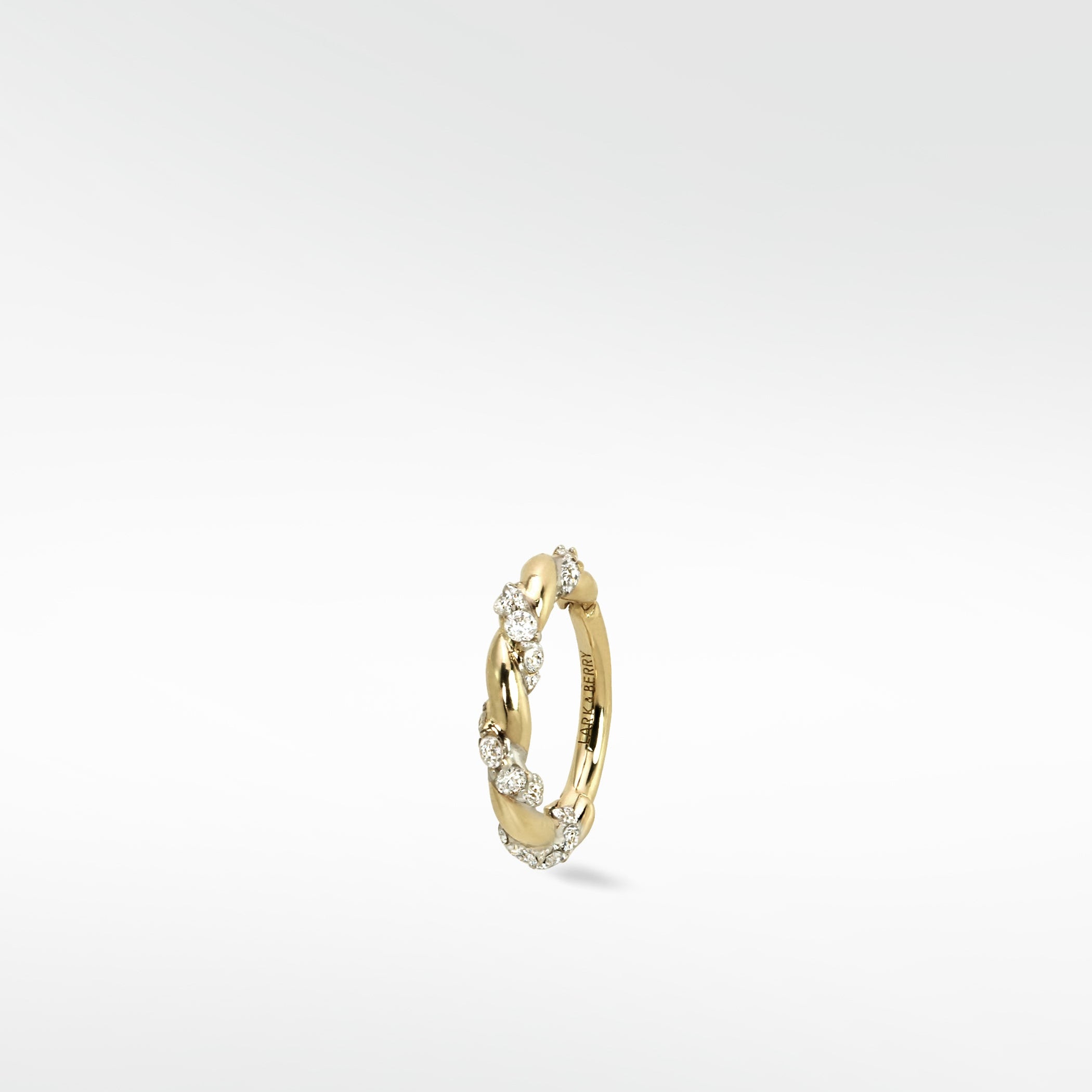Twisted Gold Diamond Hoop