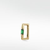 Squared Baguette Set Hoop - Emerald
