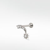 Starburst Drop Diamond Crawler Stud Earring