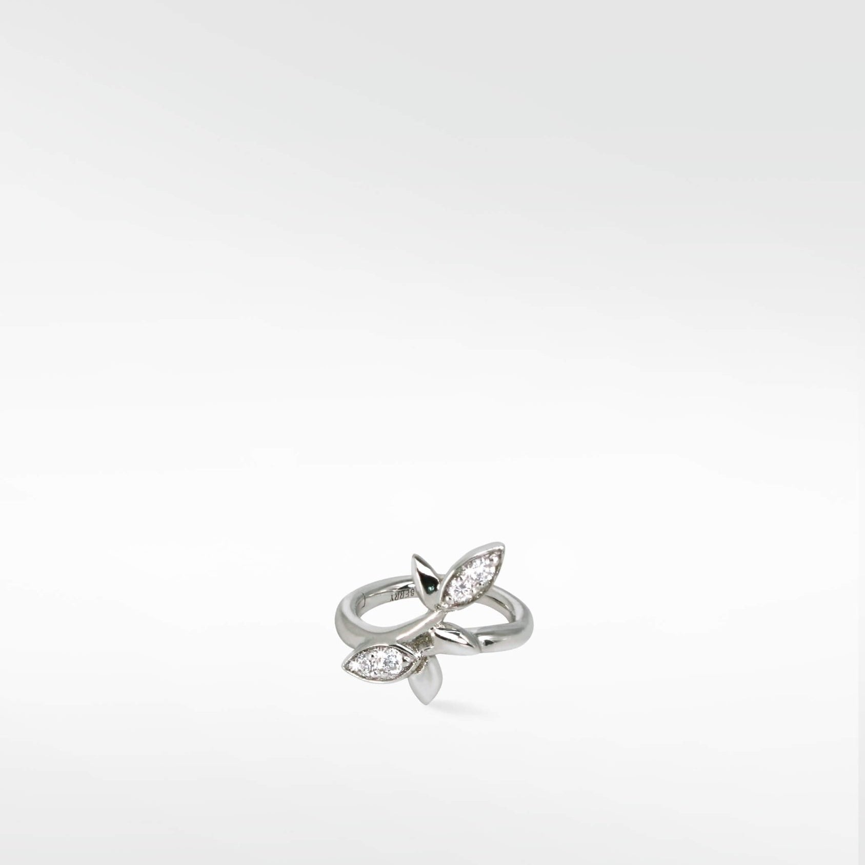 Alicia Diamond Leaf Hoop in 14K White Gold - Lark and Berry