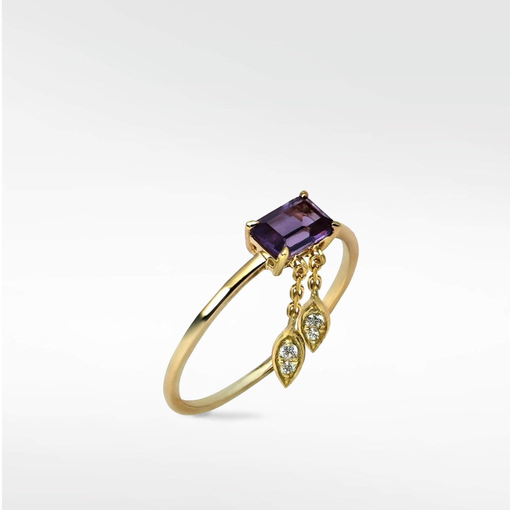 Alicia Violet Sapphire Delicate Charm Ring in 14K Gold - Lark and Berry