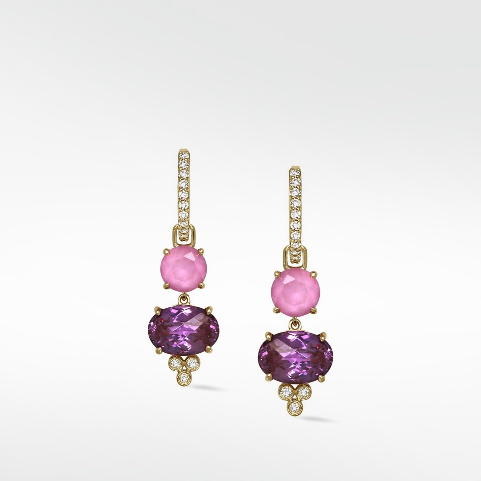 Detachable Pink and Purple Sapphire Drop Earrings - Lark and Berry