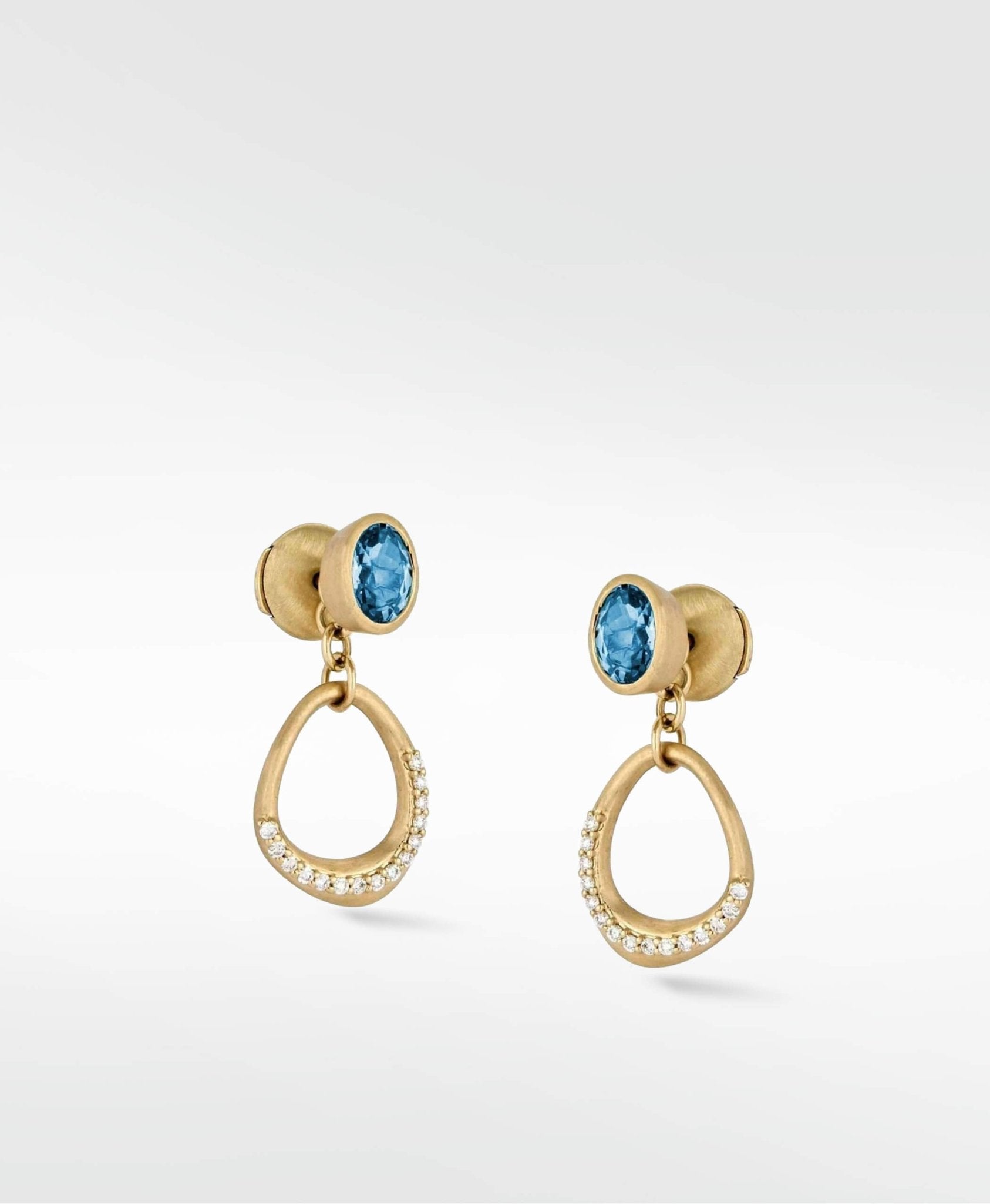 Dune Blue Drop Earrings in Solid 14K Yellow Gold - Lark and Berry