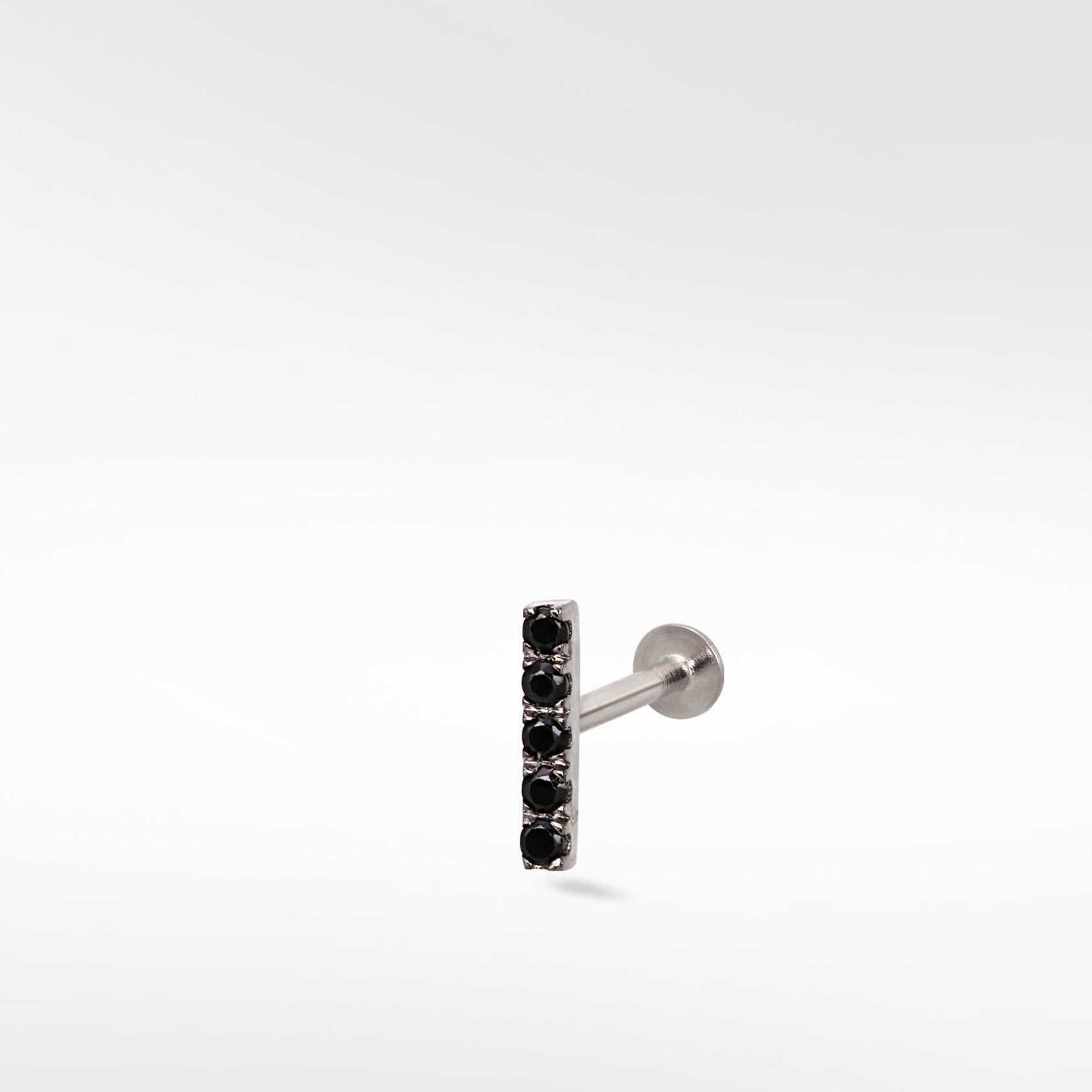 Modernist Black Spinel Pavé Linear Stud Earring