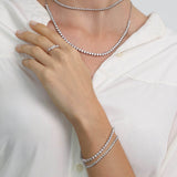 Modernist Diamond Tennis Necklace in 14K White Gold - Lark and Berry