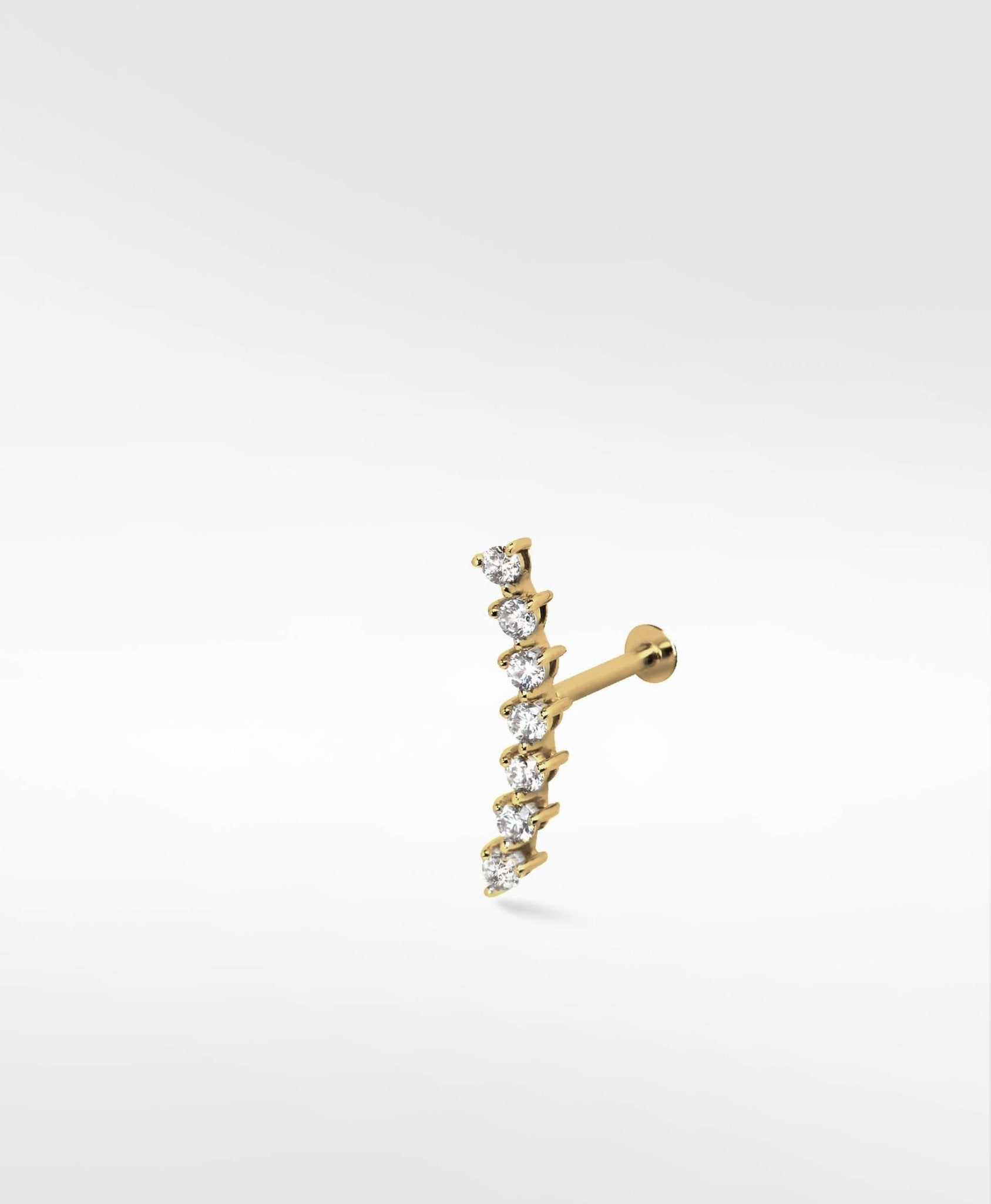 Modernist Linear Diamond Ear Crawler Labret Earring in 14K Gold - Lark and Berry