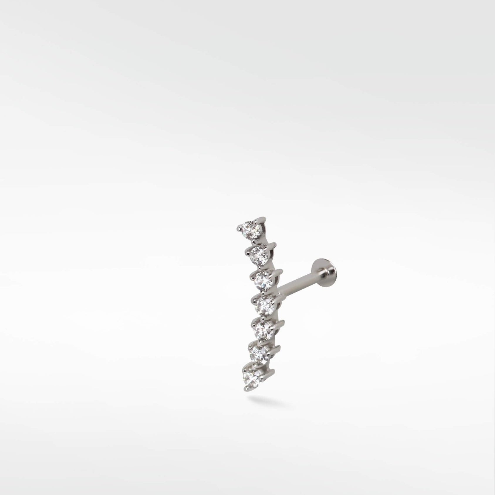 Modernist Linear Diamond Ear Crawler Labret Earring in 14K Gold - Lark and Berry