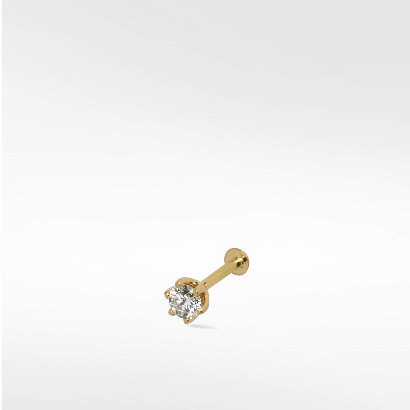 Stellar Solitaire Diamond Stud Labret Earring - Lark and Berry