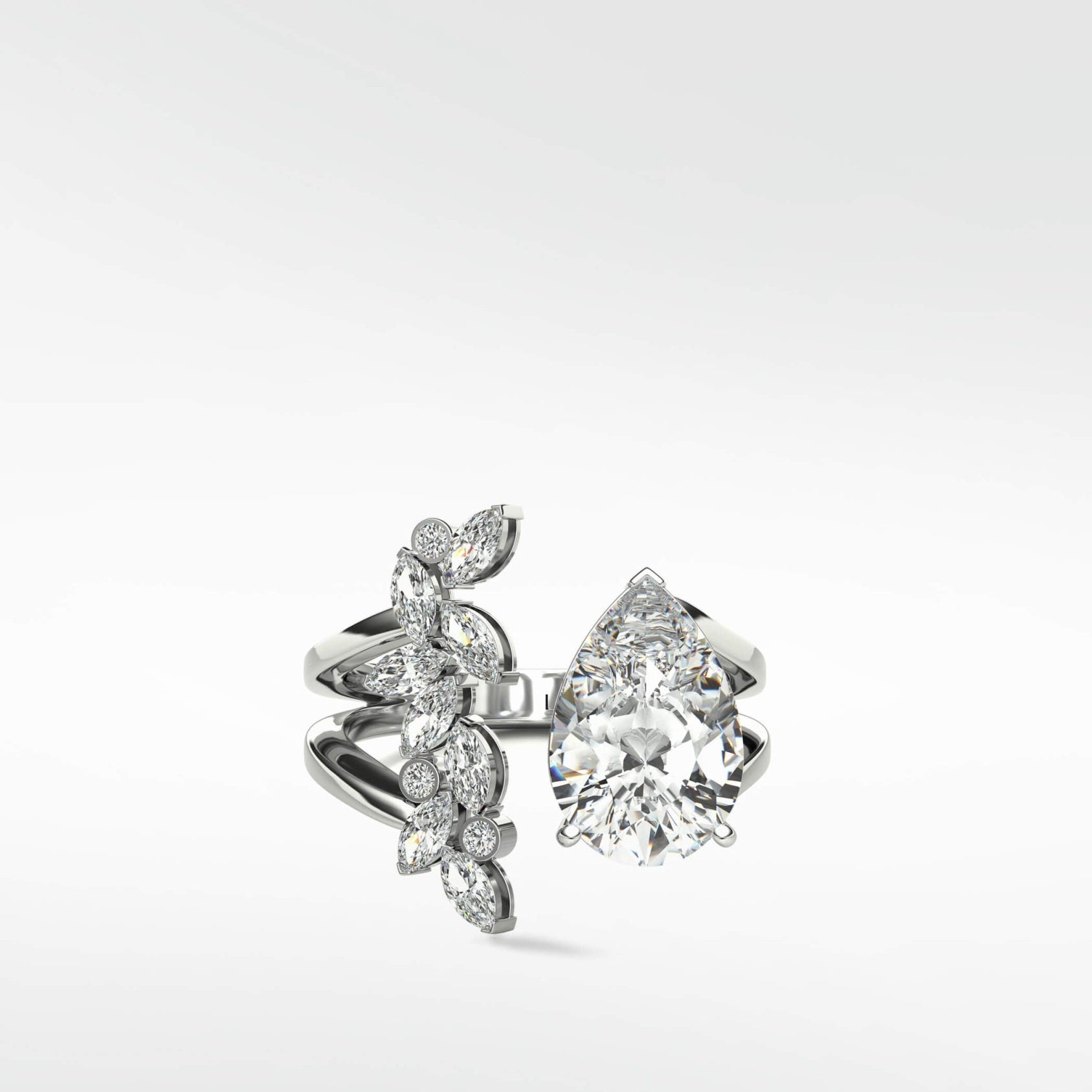 Veto Diamond Open Petal Cocktail Ring in 18K White Gold - Lark and Berry