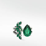 Veto Emerald Open Petal Cocktail Ring in 18K White Gold - Lark and Berry