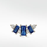 Queen's Crescent Blue sapphire Regal Stud Earring