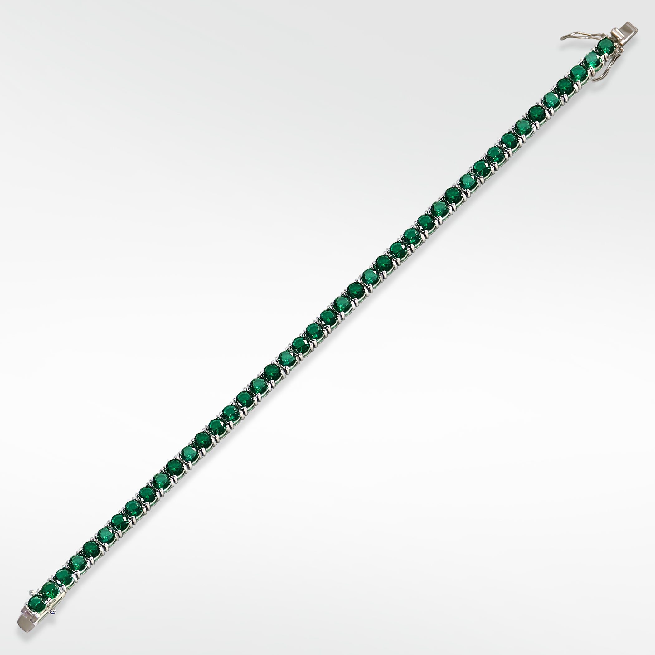 The Everyday Stackable Emerald Tennis Silver Bracelet