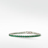 The Everyday Stackable Emerald Tennis Silver Bracelet