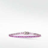 The Everyday Stackable Pink Sapphire Tennis Silver Bracelet
