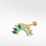 Stately Marquise Emerald Crescent Earring