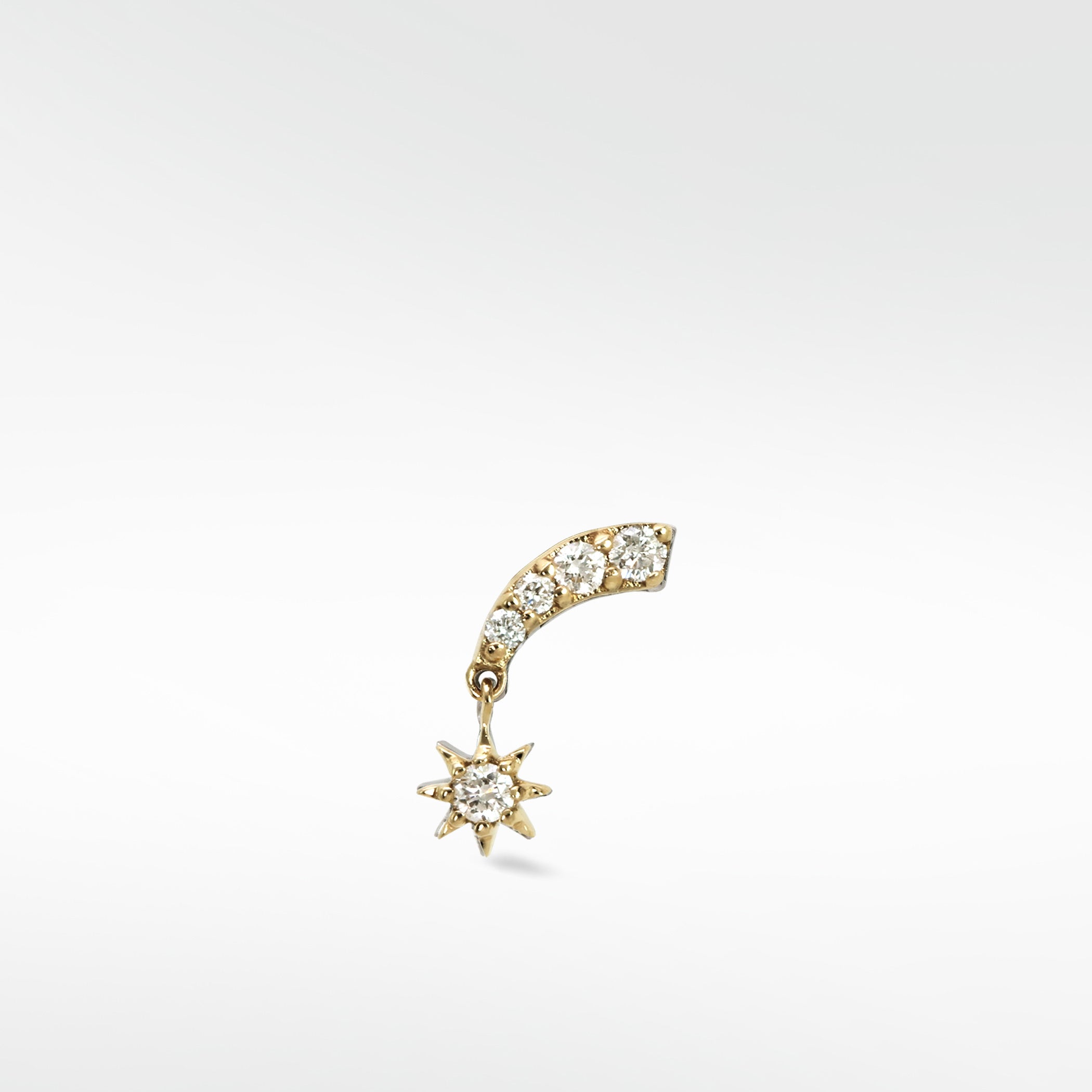 Starburst Drop Diamond Crawler Stud Earring