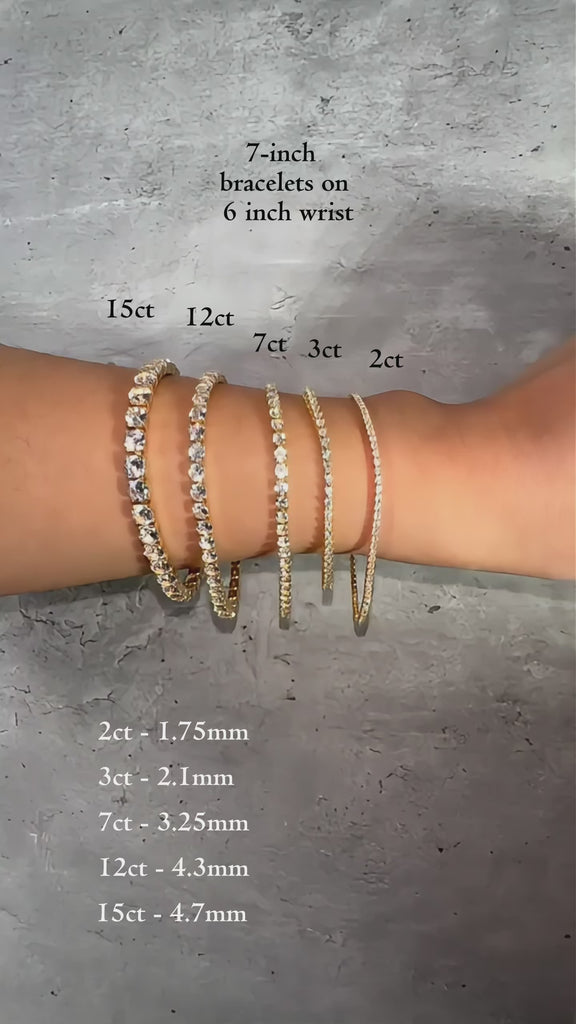 video of tennis bracelets in different stone sizes 