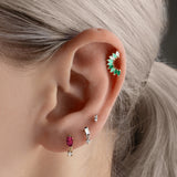 Stately Marquise Emerald Crescent Earring