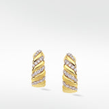 Palm Diamond Twist Wide Hoop Earrings