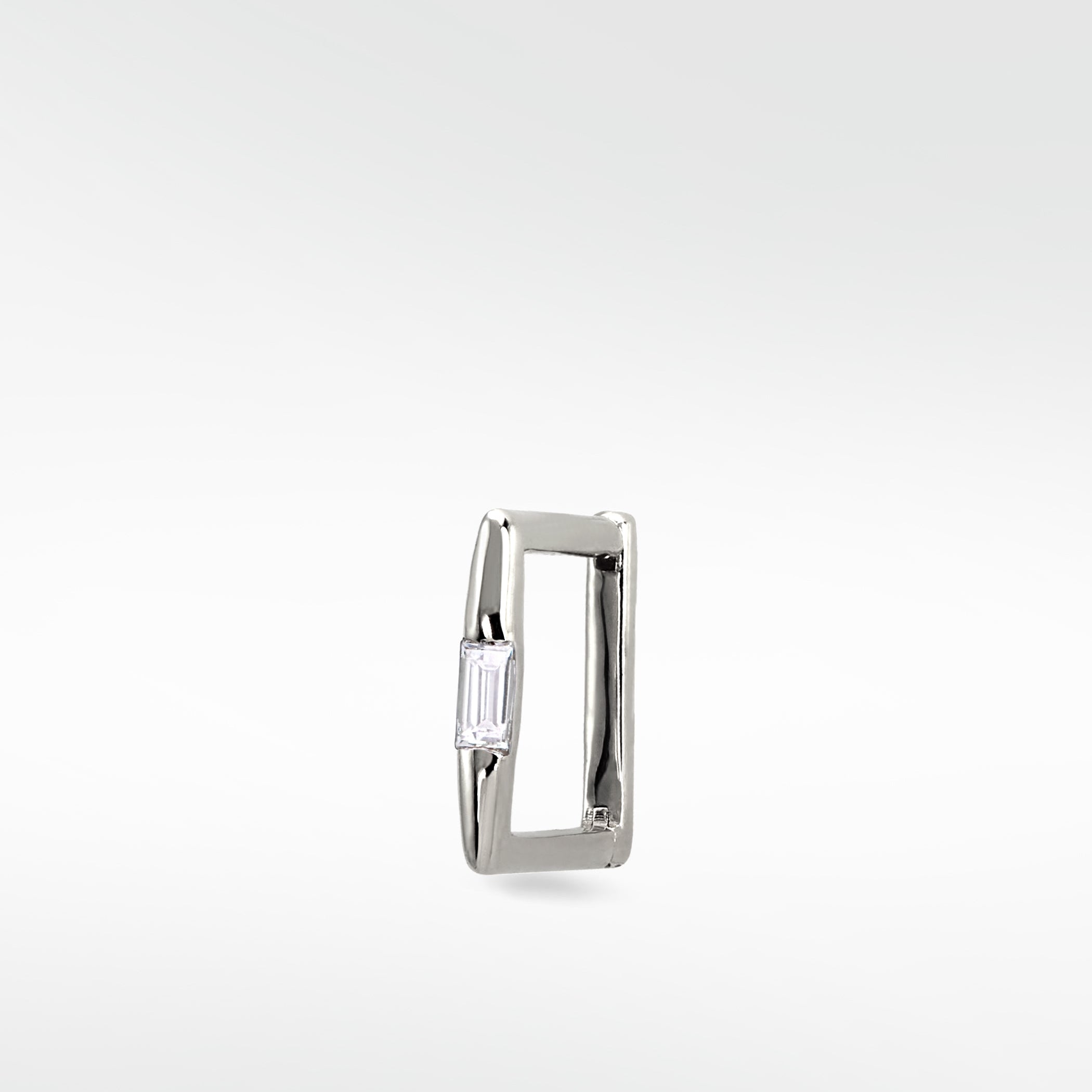 Squared Baguette Set Hoop - White Gold