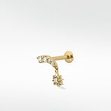 Starburst Drop Diamond Crawler Stud Earring