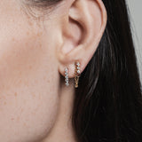 Modernist Tennis Diamond Earring with Chain in 14K Gold