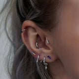 Squared Baguette Set Hoop - White Gold