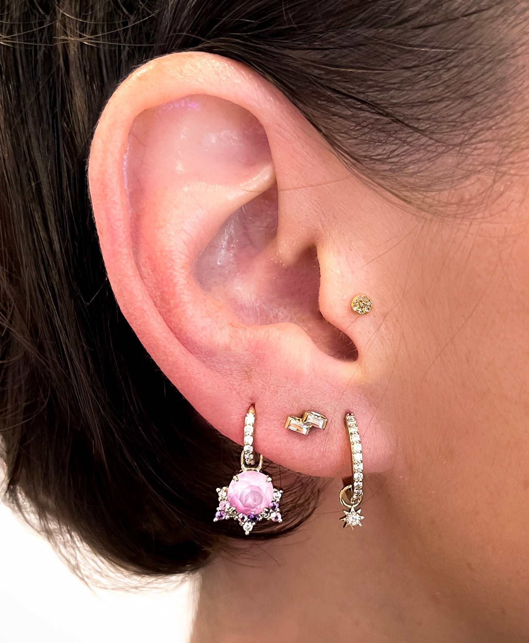 Detachable Pink Sapphire Celestial Drop Earrings - Lark and Berry