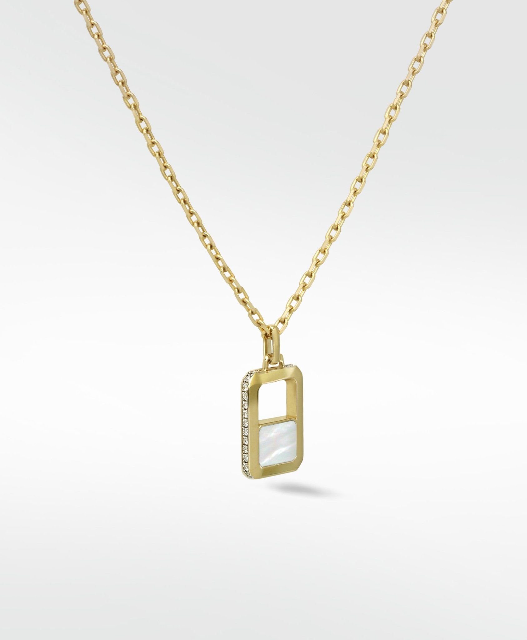 Eclipsis Diamond Edged Pendant with Mother of Pearl and Onyx in 18k Yellow Gold - Lark and Berry