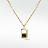 Eclipsis Diamond Edged Pendant with Mother of Pearl and Onyx in 18k Yellow Gold - Lark and Berry