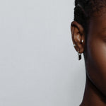 Eclipsis Diamond Hoop Earrings with Mother of Pearl and Onyx in 18k Yellow Gold - Lark and Berry