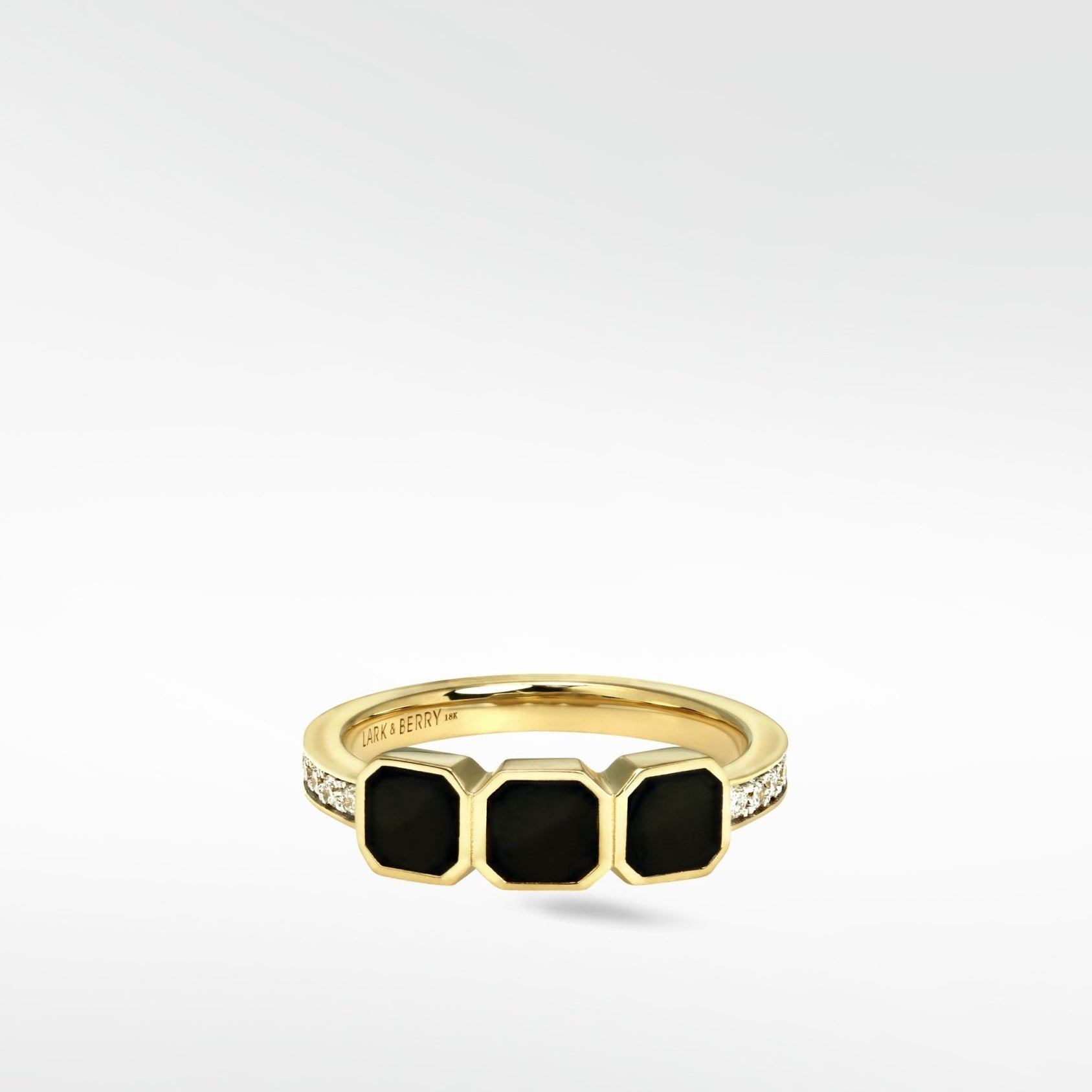Eclipsis Onyx and Diamond Ring in 18k Yellow Gold - Lark and Berry
