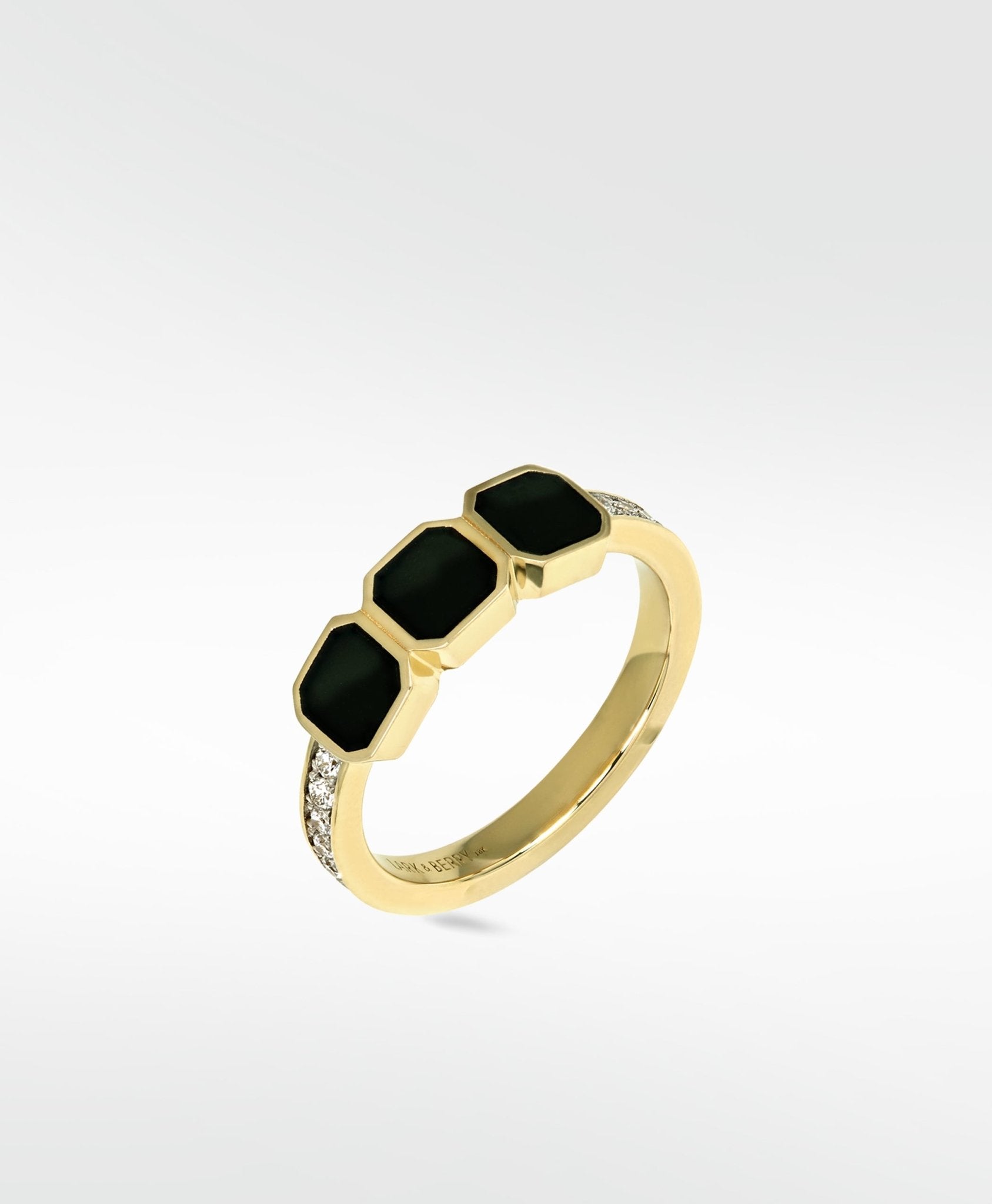 Eclipsis Onyx and Diamond Ring in 18k Yellow Gold - Lark and Berry