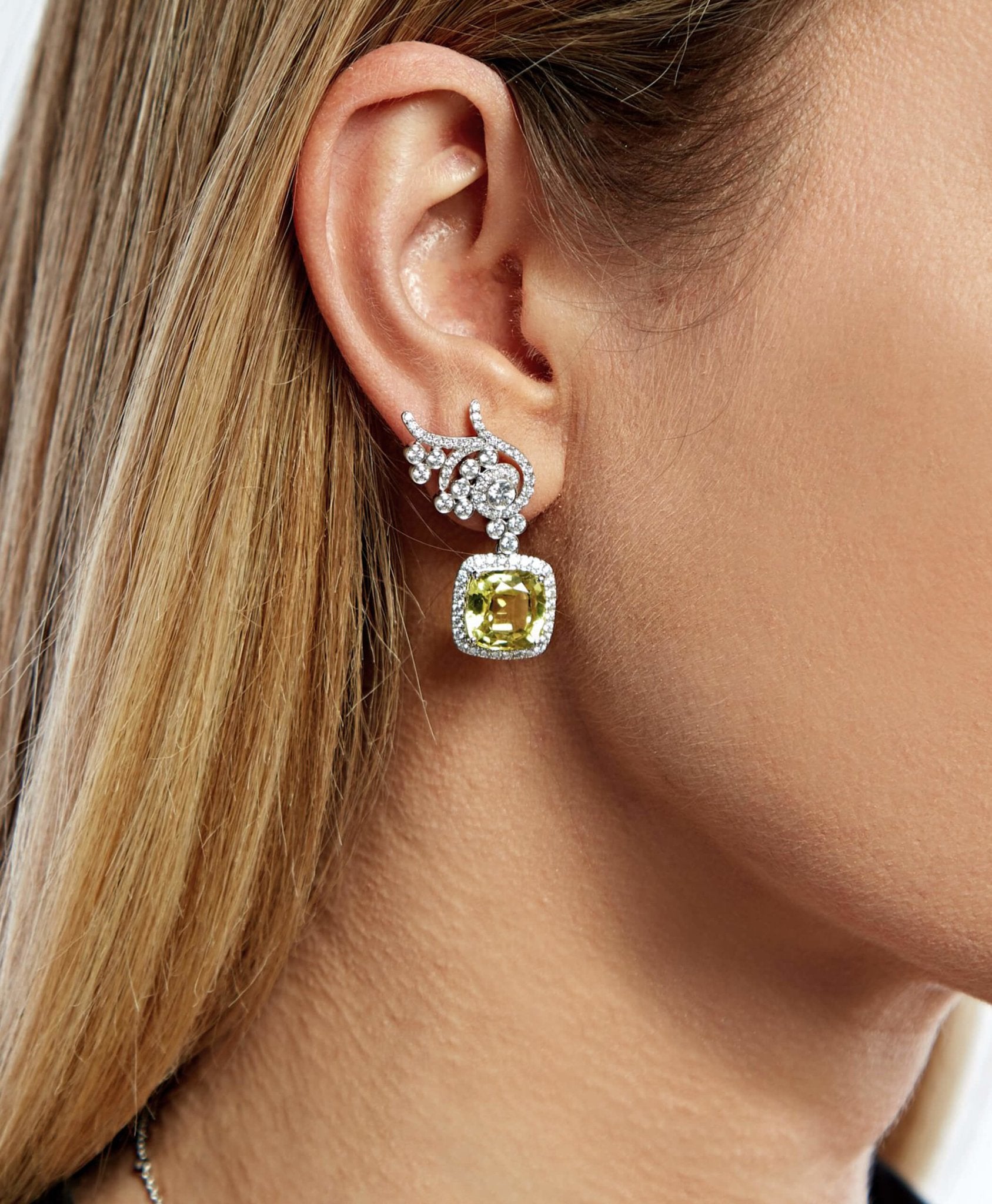 Flora Blue Sapphire Detachable Drops in Solid 18K White Gold - Lark and Berry