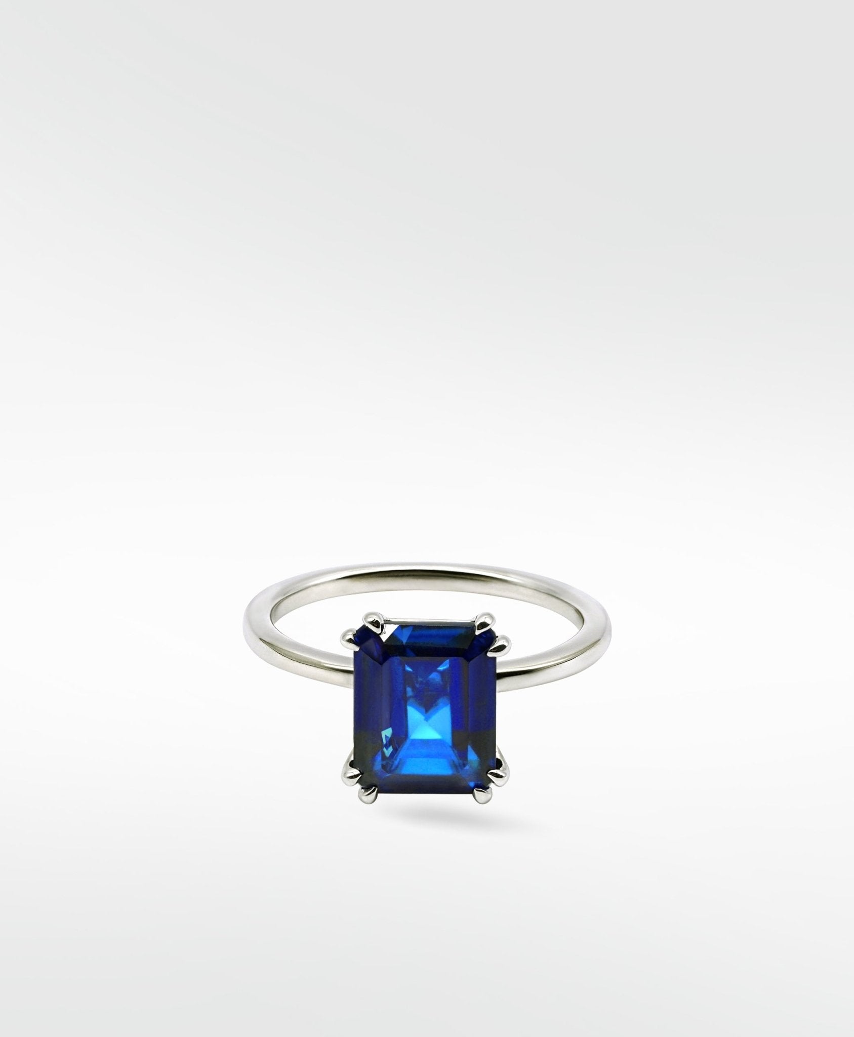 Flora Blue Sapphire Octad Cocktail Ring in 18k White Gold - Lark and Berry