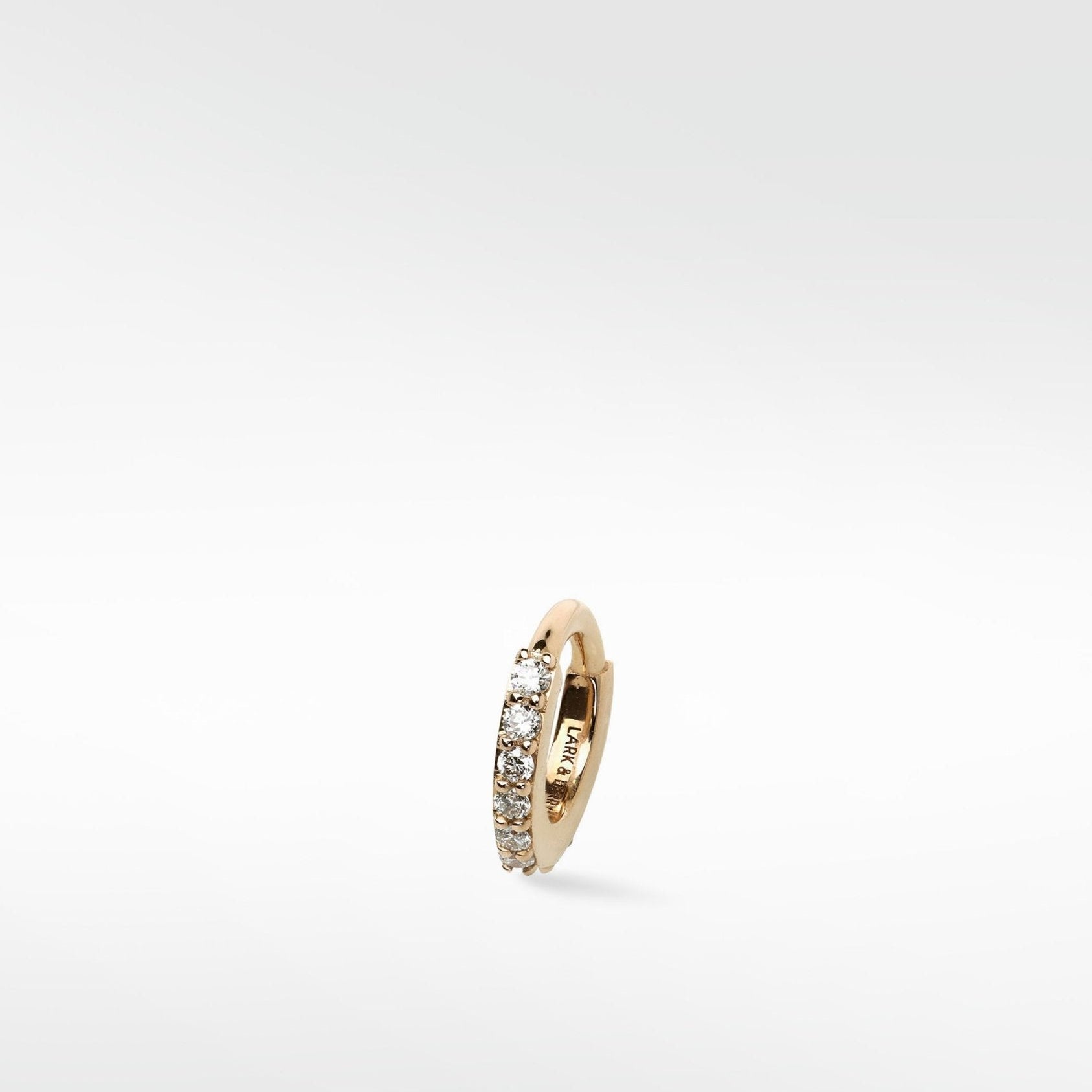 Modernist Diamond Pav√© Mini Hoop Earring in 14K Yellow Gold - Various Hoop Sizes - Lark and Berry