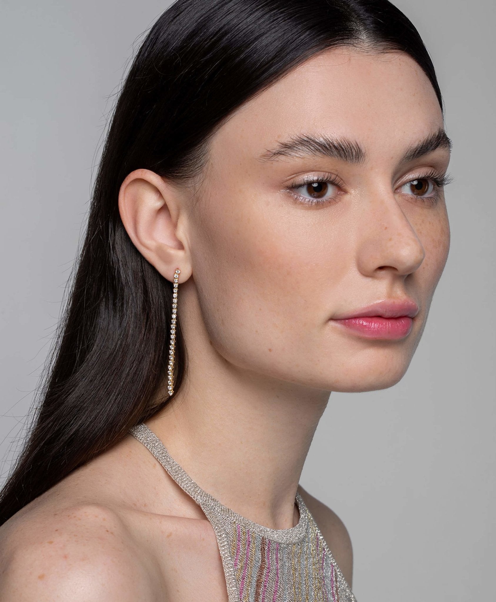 Modernist Tennis Drop Earrings in 14K Gold - Lark and Berry