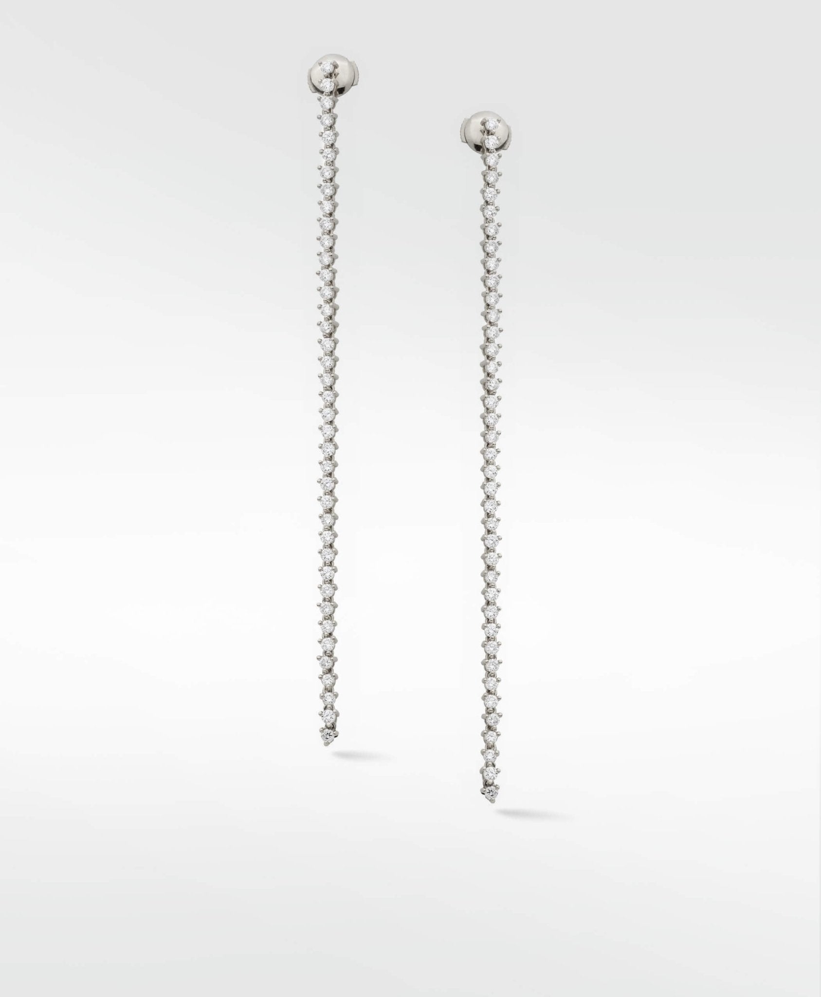 Modernist Tennis Long Drop Earrings in White 14K Gold - Lark and Berry