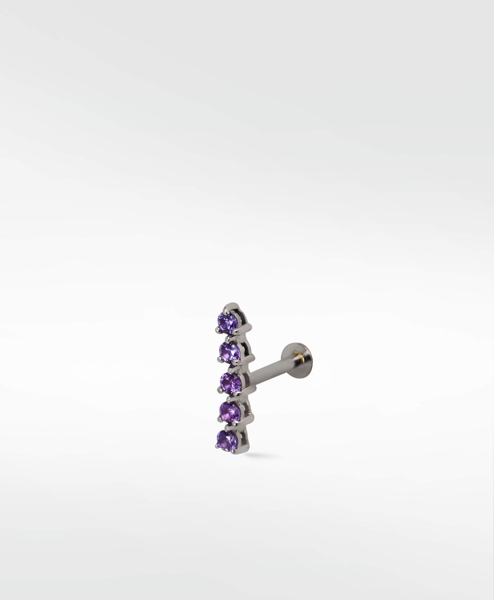 Modernist Tennis Small Ear Crawler Labret Earring in 14K Gold - Various Colourways - Lark and Berry