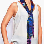 Mystic Chrysanthemum 100% Silk Skinny Scarf - Lark and Berry