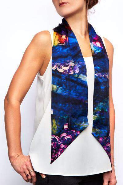 Mystic Chrysanthemum 100% Silk Skinny Scarf - Lark and Berry