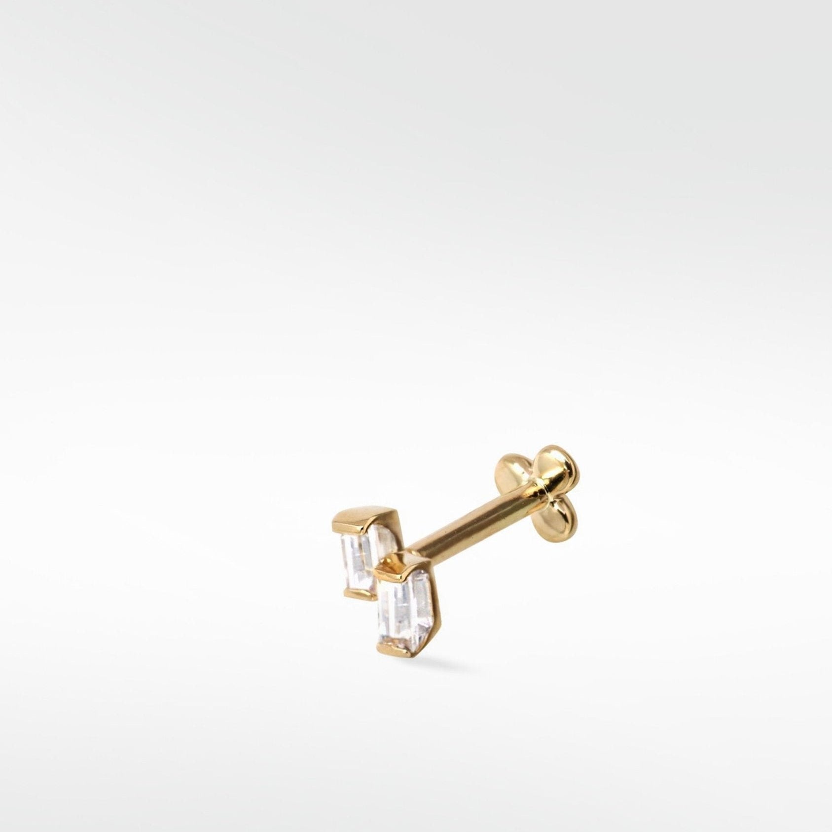 Omnis Double Baguette Sapphire Labret Earring - Various Colourways - Lark and Berry