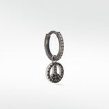 Peace Sign Black Spinel Charm