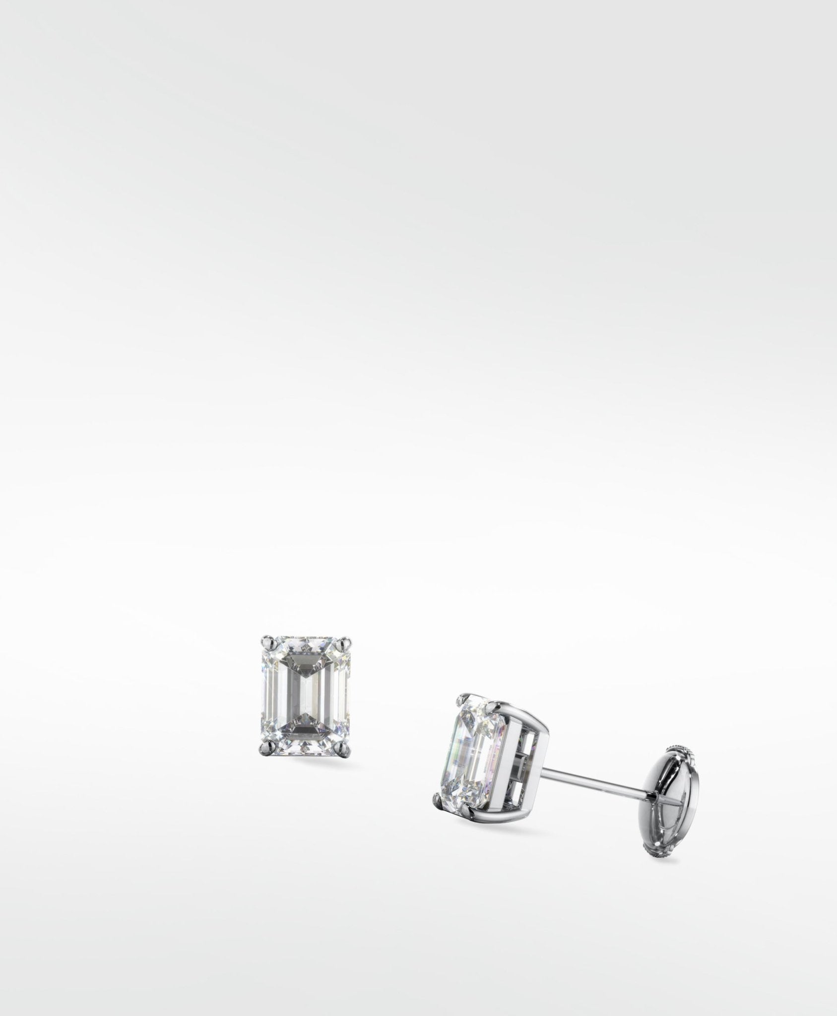 Plum Diamond Stud Earrings Emerald Cut - Lark and Berry