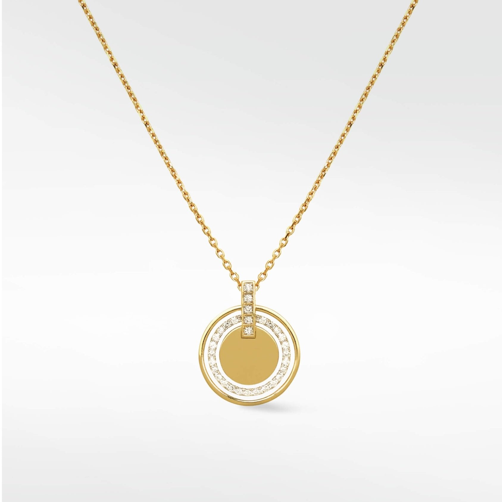 Solar Engravable Pendant in 14K Yellow Gold - Lark and Berry
